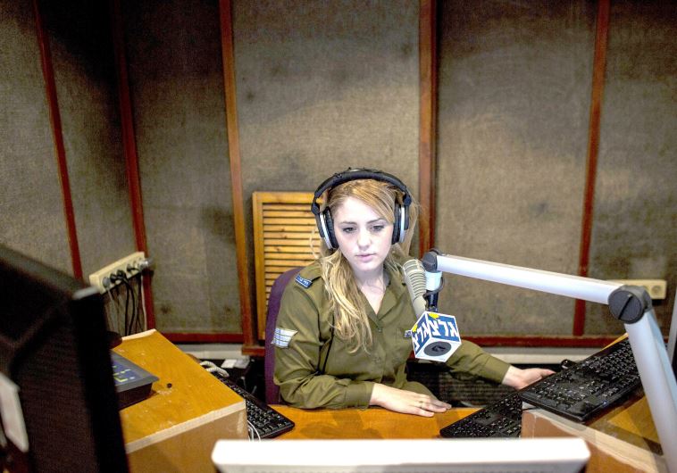 A soldier broadcasts on Gale Tzahal, the IDF radio station