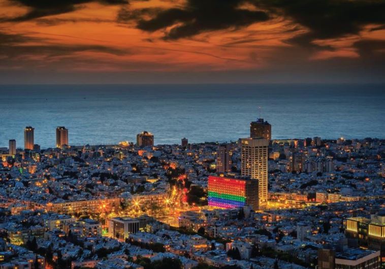 In 2015, the White City was lit up in the colors of the rainbow flag in honor of pride. Credit: Tel Aviv-Jaffa Municipality