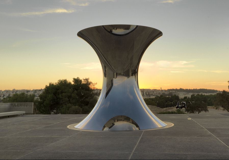 Kapoor's statue, 'Turning the World Upside Down,' at the Israel Museum in Jerusalem. (Elie Posner/Israel Museum)