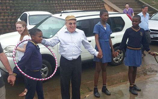 JEWISH AGENCY Chairman Natan Sharansky dances with children at the opening of the Project TEN Center in Durban last week