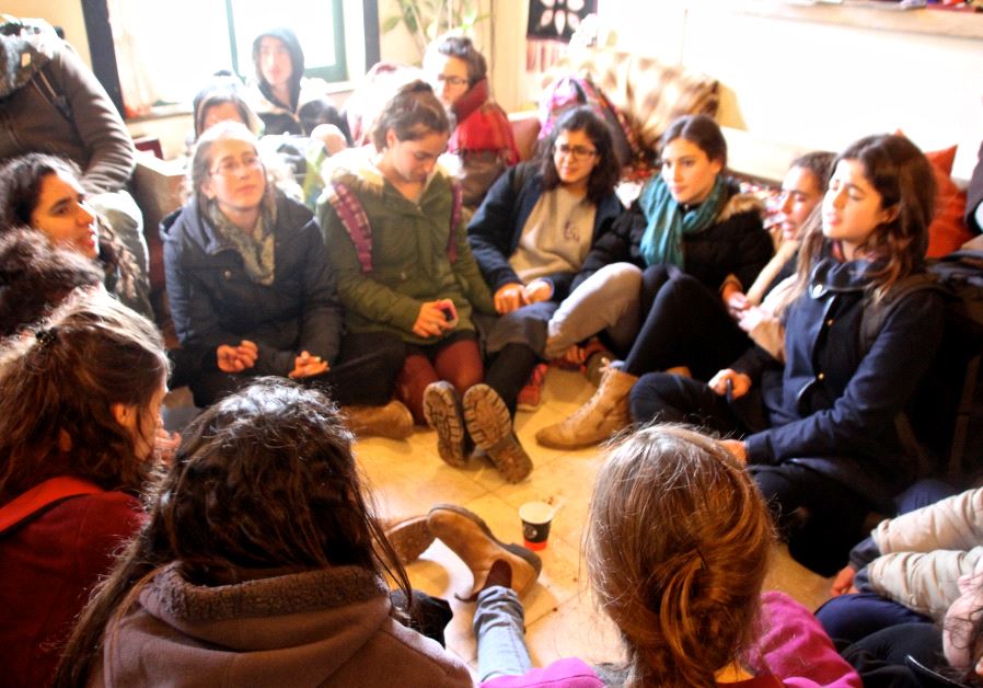 Young female activists on the floor of the Nizri home on the day of Amona evacuation. Photo by: Tovah Lazaroff