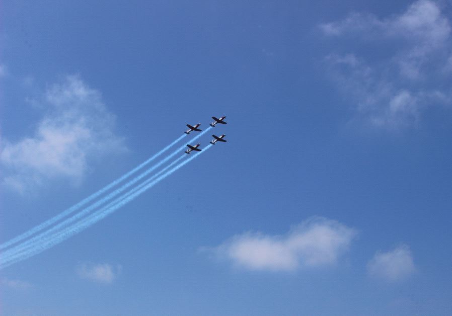 IAF jets take to the skies in a flyover marking Israel's Independence Day. 
